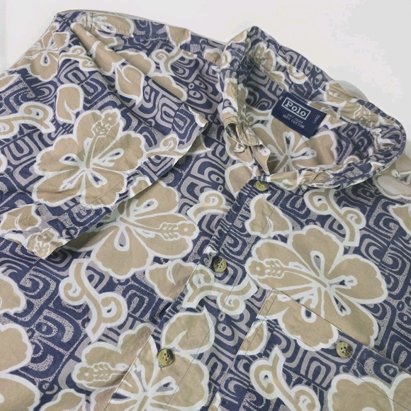 Polo Ralph Lauren Other - Vintage Polo Ralph Lauren Men's‎ Large Hawaiian Button Down Shirt Floral Blue